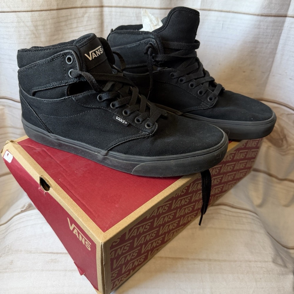 Vans Ward Hi Men's 10.5 Triple Black Canvas High Top Skate Shoes